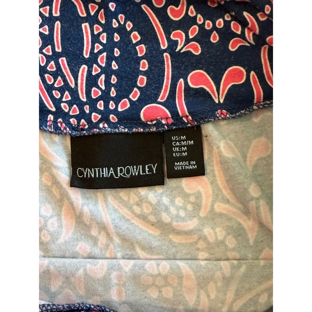 Cynthia Rowley Pink Navy Paisley Medallion Maxi Skirt Medium Stretch A-Line - Picture 6 of 6